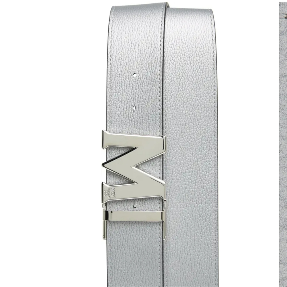 Brand New with Tags MCM Claus Reversible Metallic Silver Belt - Picture 9 of 10